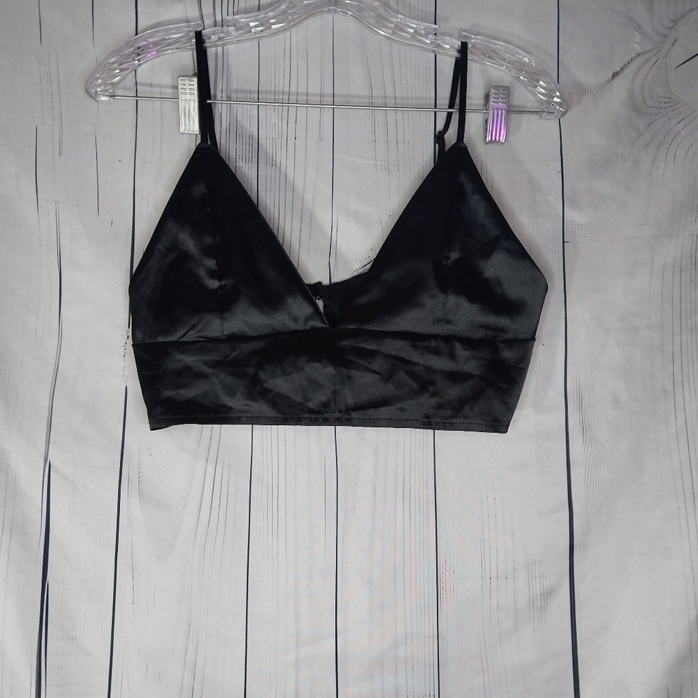 Black Satin Triangle 90’s Y2K Minimalist Bralette